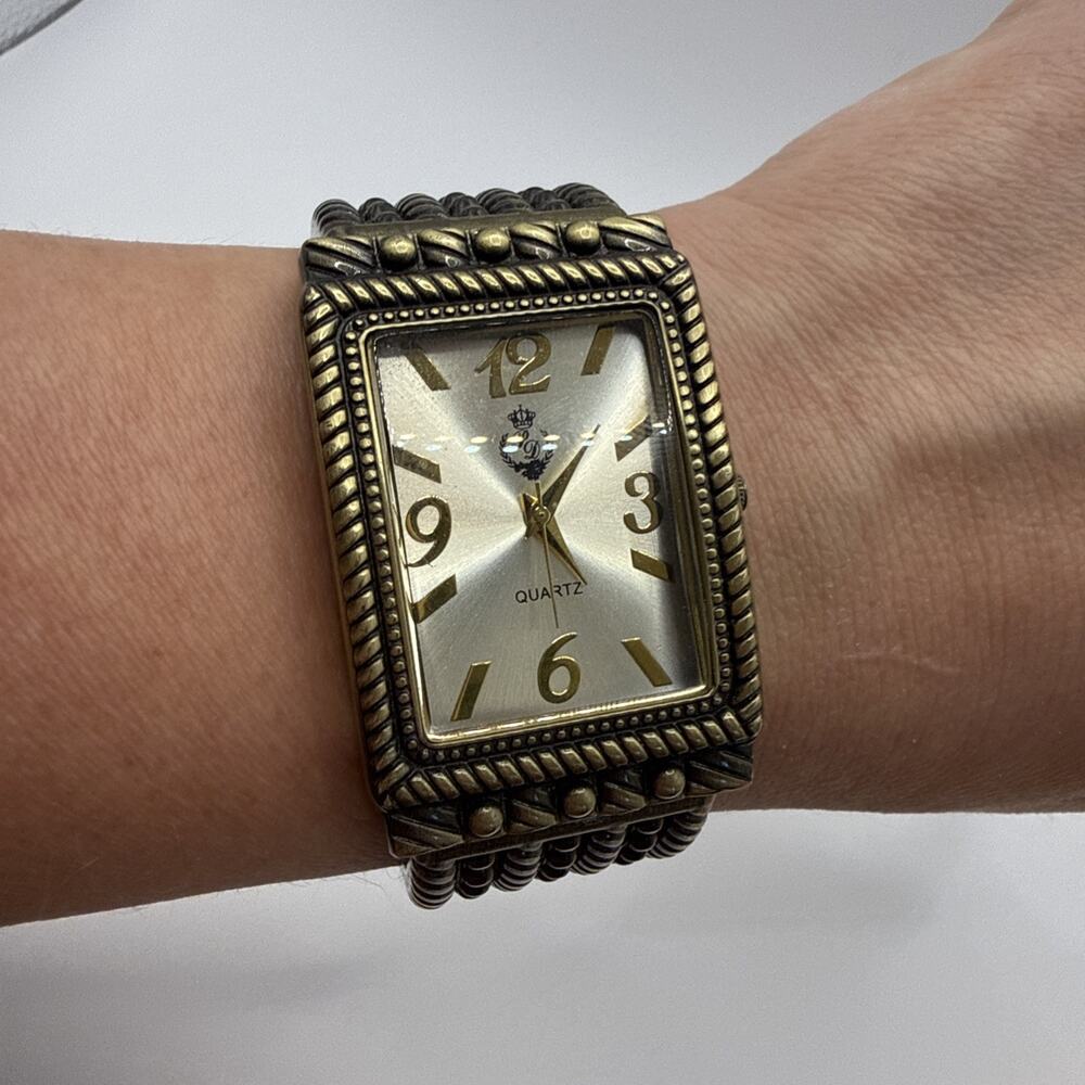 Premier Designs Ancient Times, New Battery Brass Plated, Open Cuff Quartz Watch